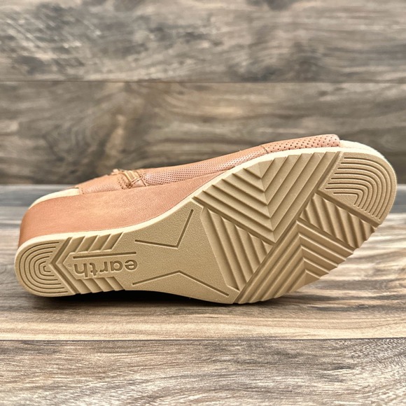 NIB Earth Attalea Bonaire 8M Peep Toe Open Heel Wedge Bootie Sandal Ginger - Picture 8 of 12